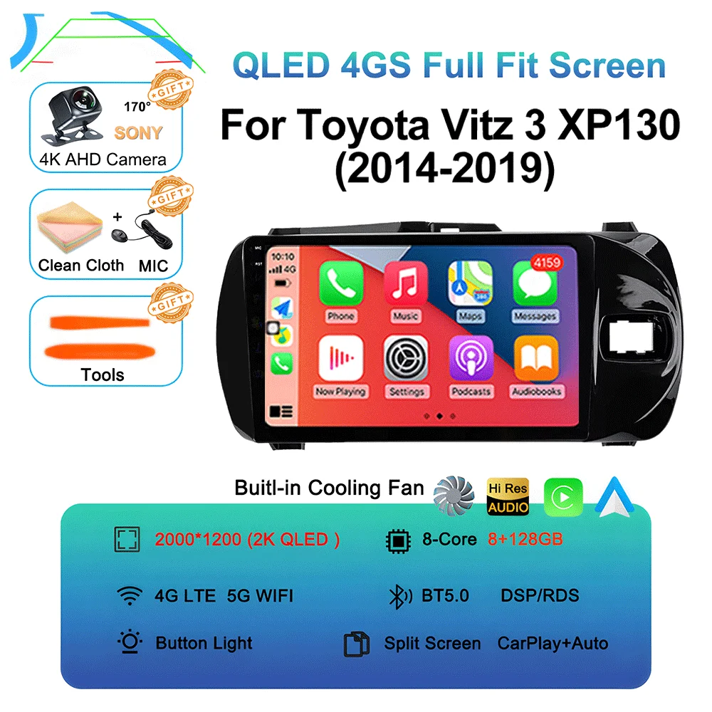 LJZN Android 16 Auto Carplay For Toyota Vitz 3 XP130 2014 - 2019 Car Multimedia Video Player Autoradio GPS Stereo 2Din DVD 5G image 3