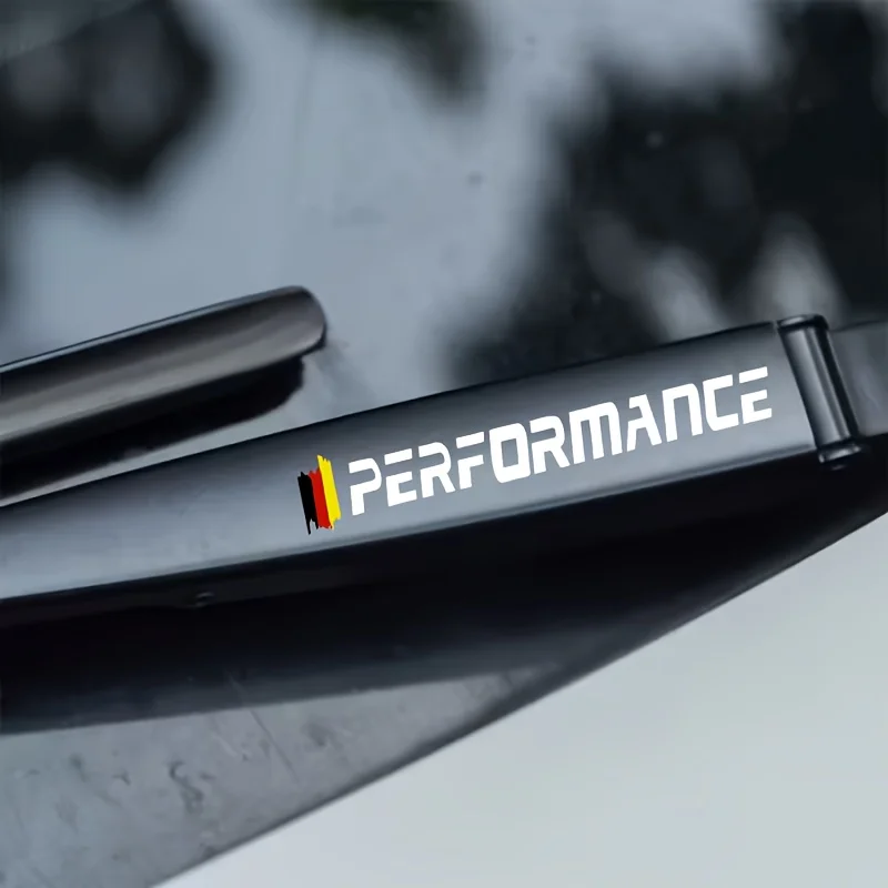 

2PCS/4PCS White "PERFORMANCE" Waterproof Vinyl Stickers with German Flag Colors – For Car Wiper & Auto Exterior Decor