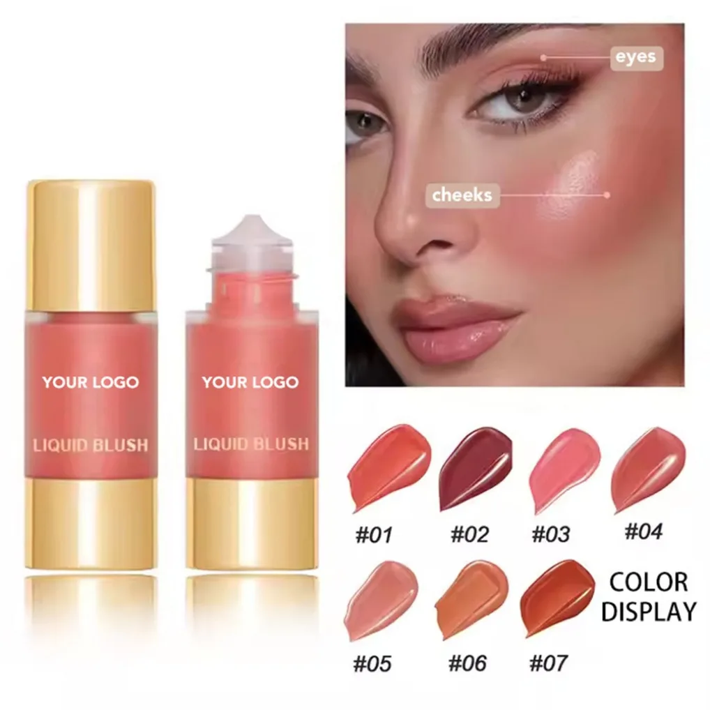 7 Colors Vegan Liquid Blush Makeup Dropper Bottle Long Lasting Cheek Tint Wholesale Custom Logo Private Label Cosmetics Blusher