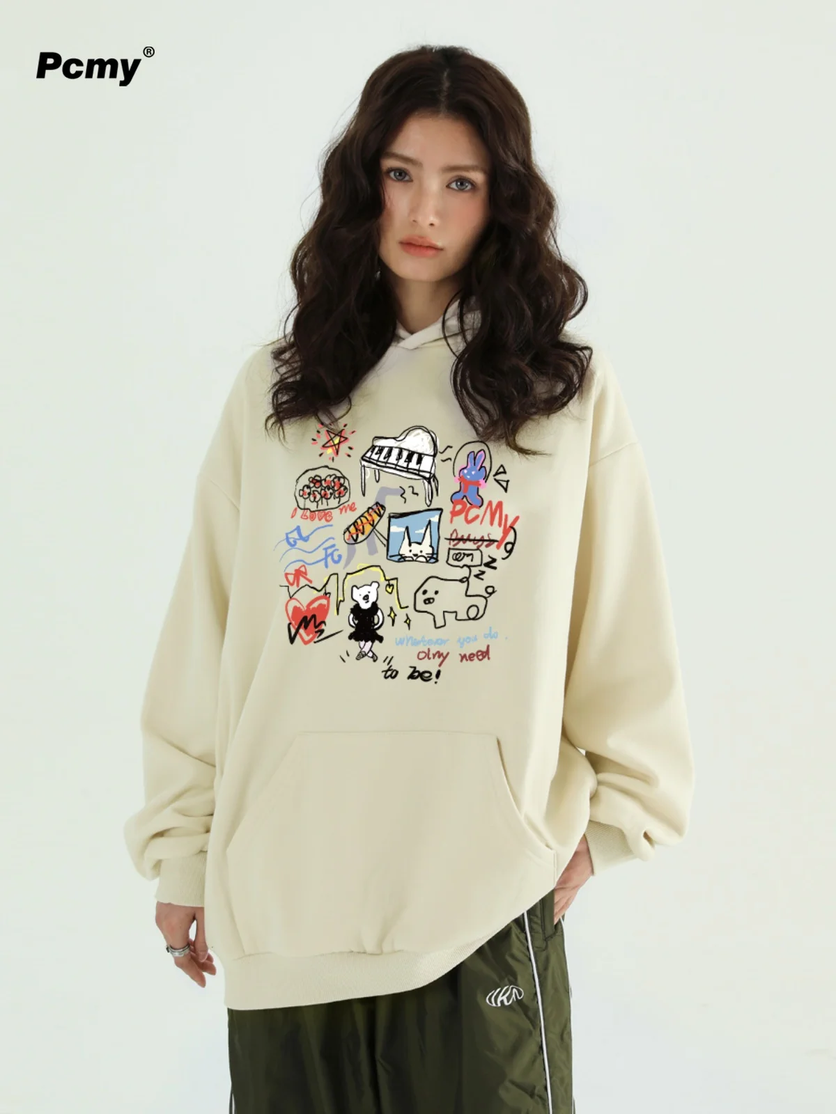 Piano Rabbit Graffiti Early Autumn Hoodies 2024 New Fashion Trend Couple Hooded Sweatshirts