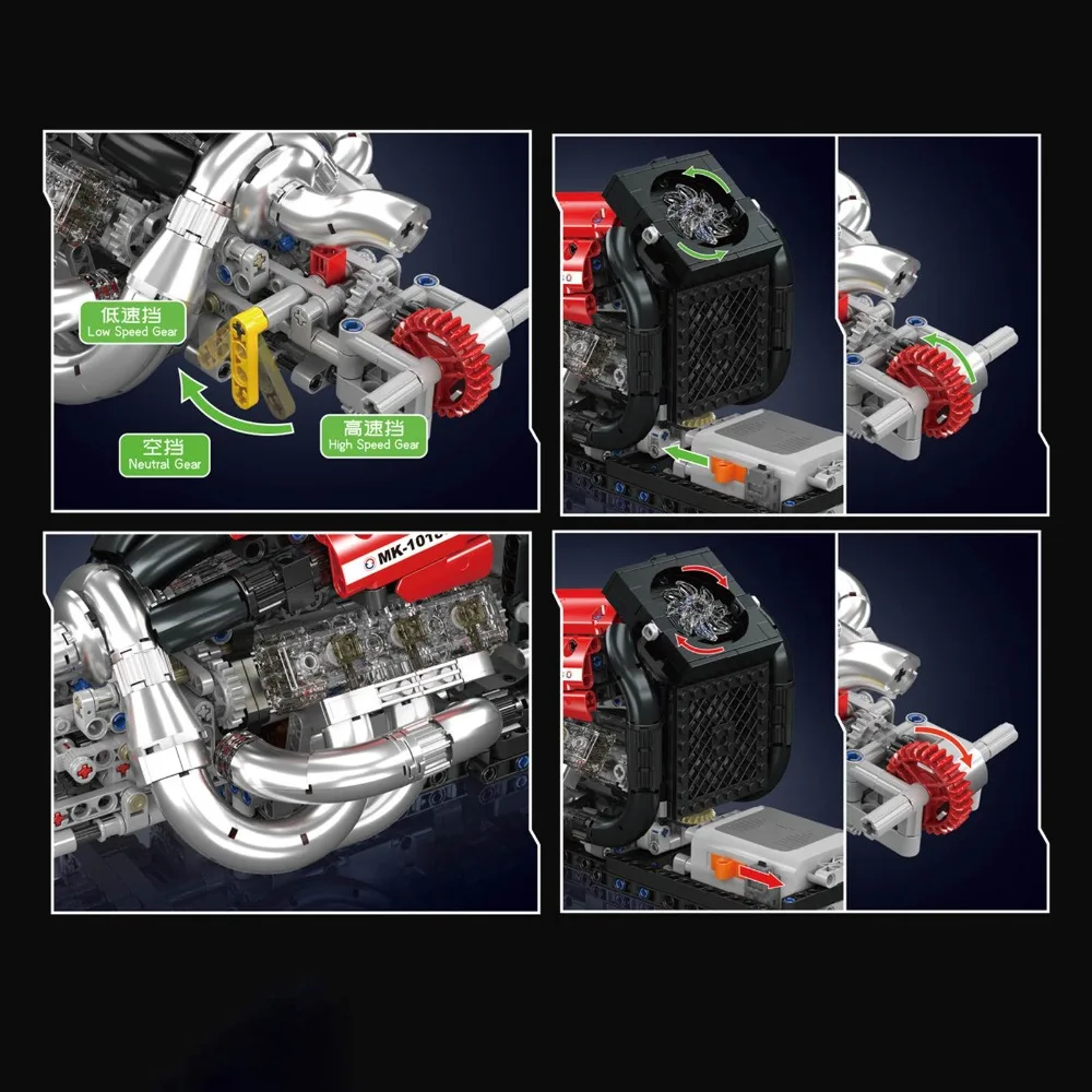 MOULD KING 10188 Racing Car Engine Building Blocks Kit Motorized STR 13 Simulation Model 980pcs Technical STEM Toy for Adults