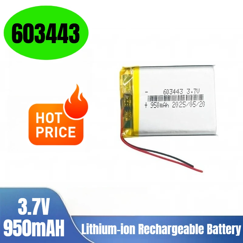 

3.7V 950mAH 603443 Lithium-ion Rechargeable Battery