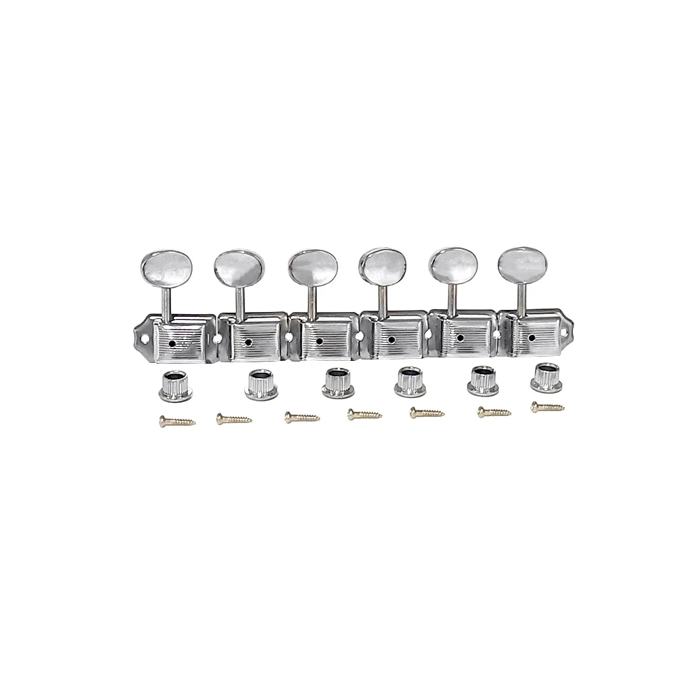 6 Inline Vintage Gitarrenstimmer, Stimmwirbel, Mechaniken-Set für E-Gitarre, Chrom
