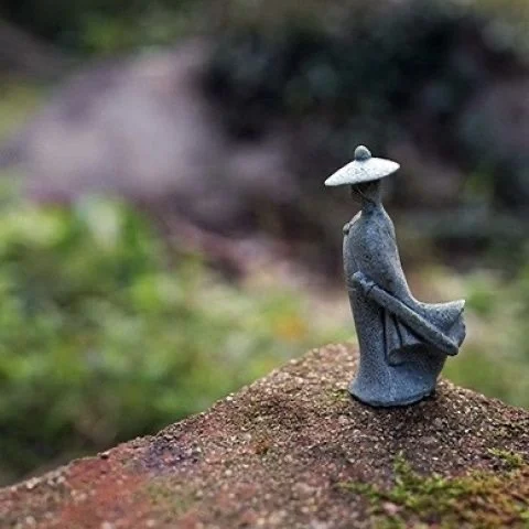 Chinese warrior wishing monk Dharma micro landscape stone fish tank moss landscaping Zen Oriental aesthetic garden decoration