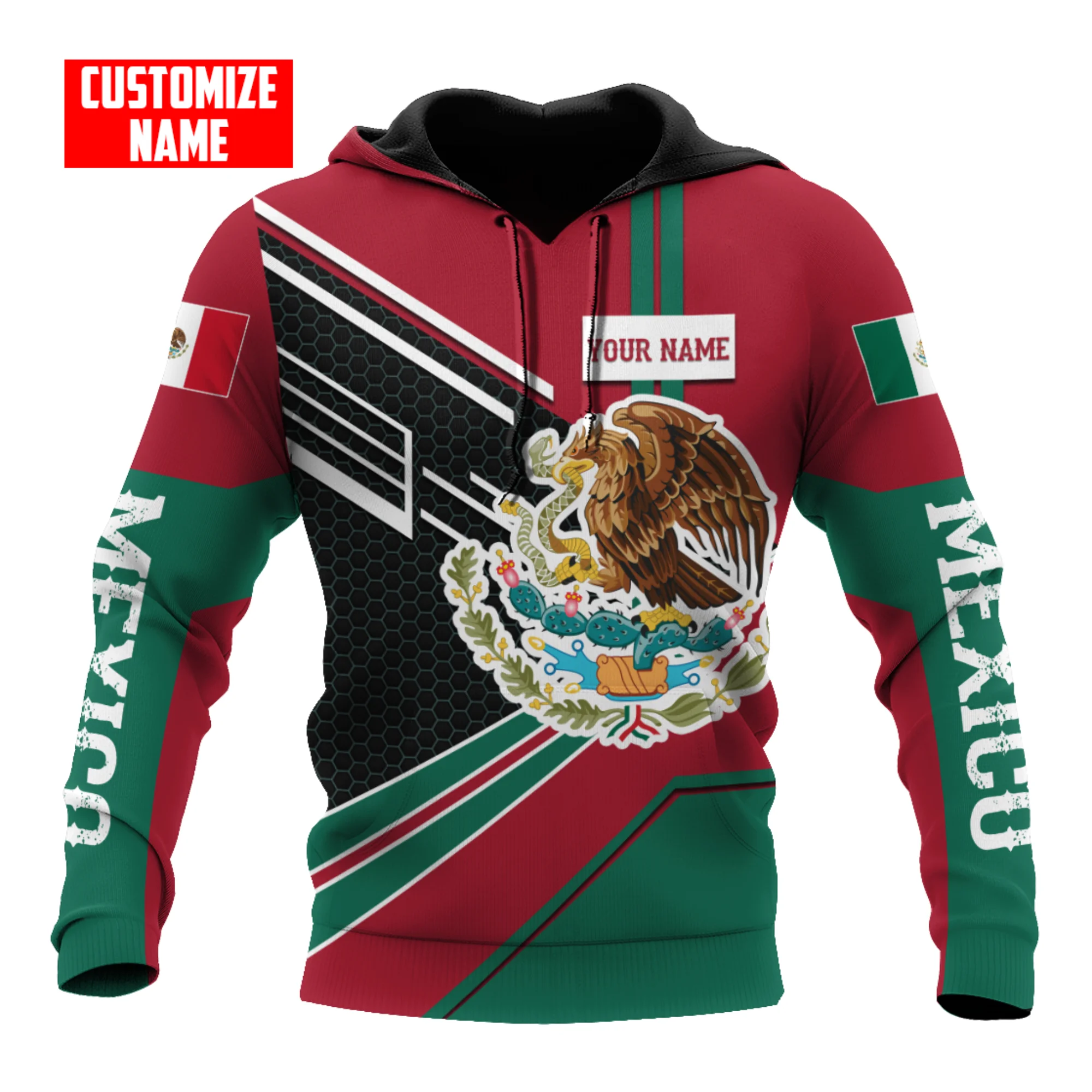 Sudadera con capucha con estampado de águila mexicana para hombre, ropa suelta, cómoda, producto de tendencia, Otoño e Invierno