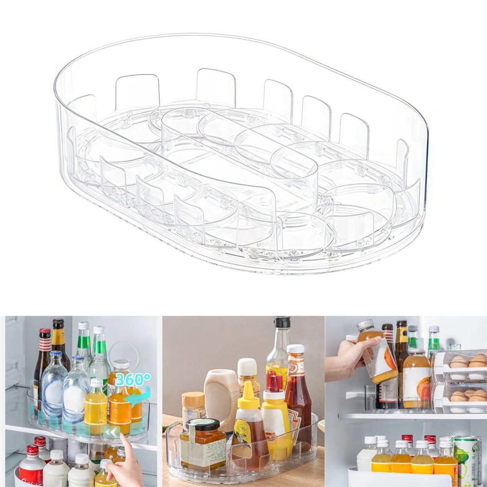 Rotating Condiment Organizer Rack for Kitchen and For Refrigerator with Lazy Susan Design and PET Construction