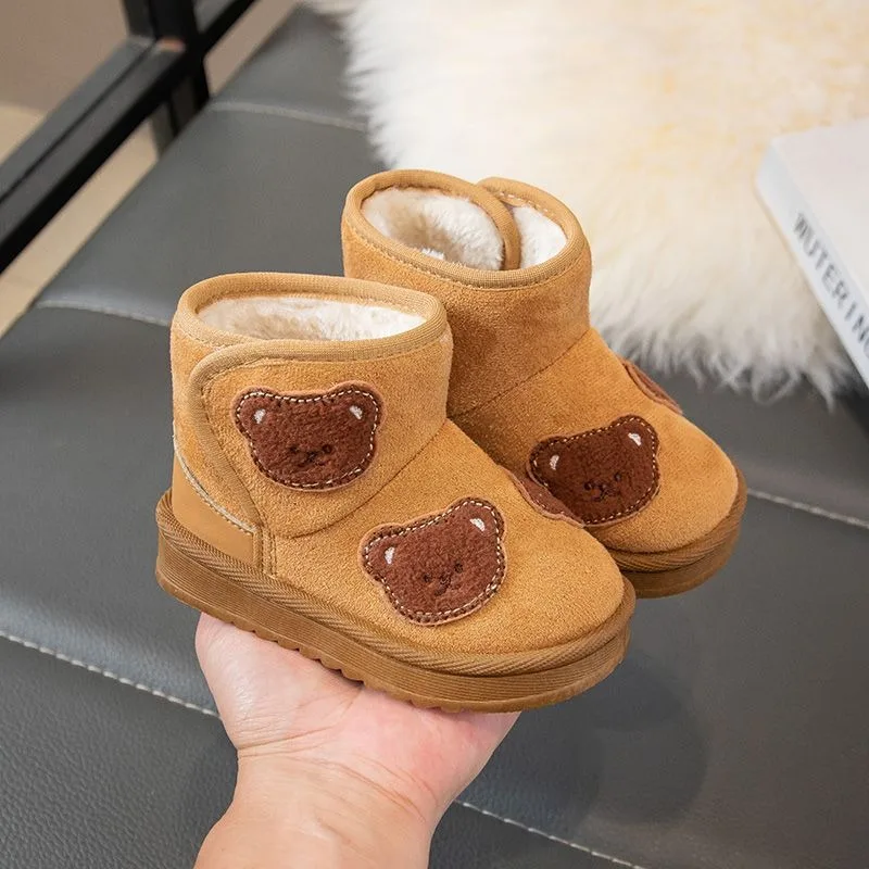 

2026 Winter Kids Snow Boots Warm Fleece Lined Thick Padded Toddler Ankle Boots Cute Cartoon Design for Boys Girls Ages 1-5