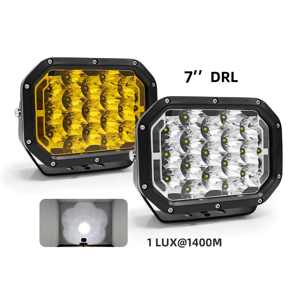 up to date 7 Inch P8 Chip IP68 4x4 Car Driving Light Square Offroad Auxiliary Lamp Led Offroad Driving Light