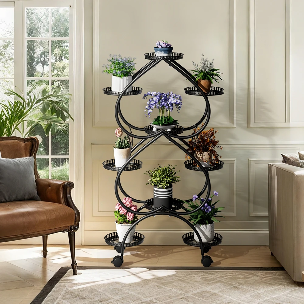 Rolling 9-Tier Plant Stand 2