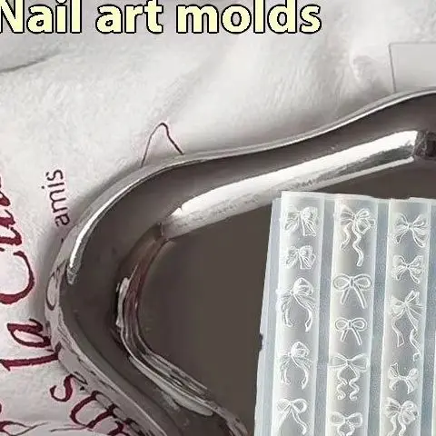 새로운 리본 실리콘 몰드 네일 아트 스탬프 DIY 수제 도구 입체 몰드 매니큐어 도구 네일 장식 액세서리