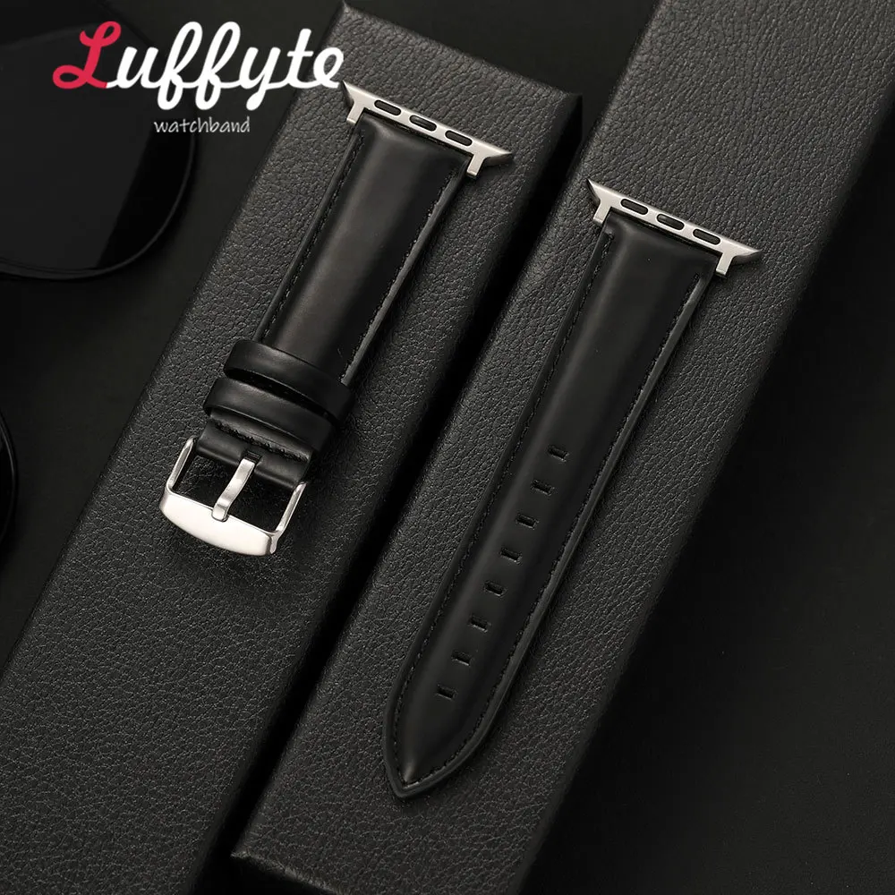 Herren-Uhrenarmband aus echtem Leder für Apple Watch Serie 1-11 Ultra SE für iwatch 38 mm-49 mm, modisches Business-Ersatzarmband