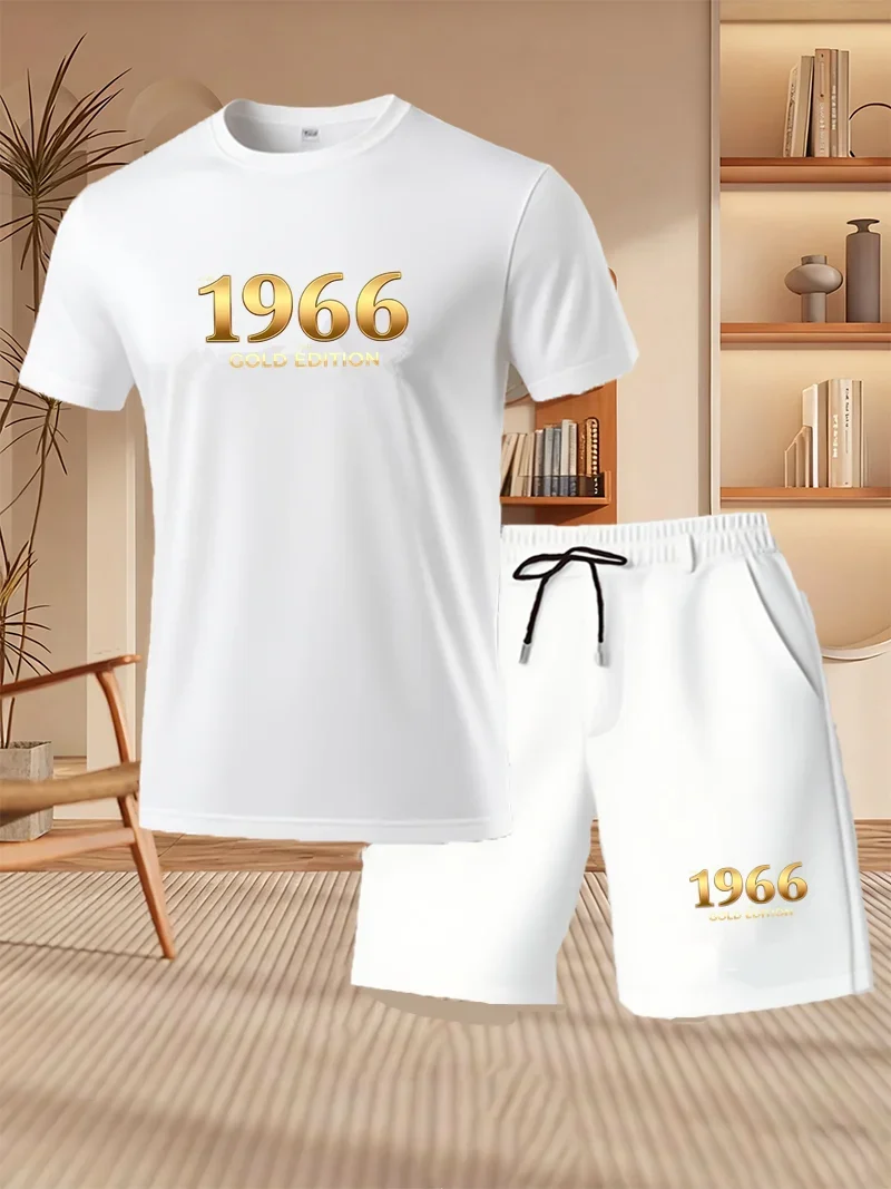 

Men's Summer Casual T-Shirt and Shorts Two-Piece Set Relaxed Fit Men's Short-Sleeve Breathable Athletic Set Two-Piece Set