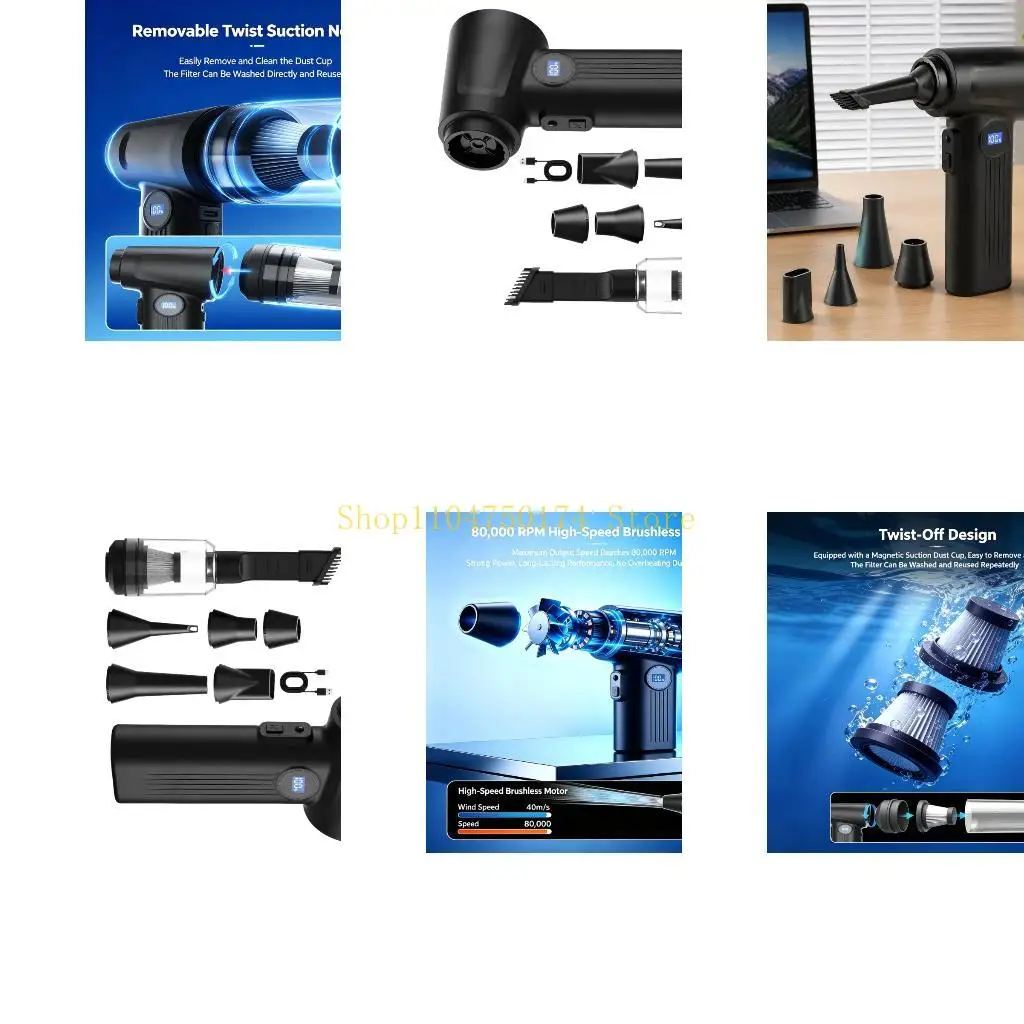 Rechargeable Handheld Blower Vacuum with Separate Cleaning Modes for Loose Debris, Car Interiors, Keyboards, and Equipment