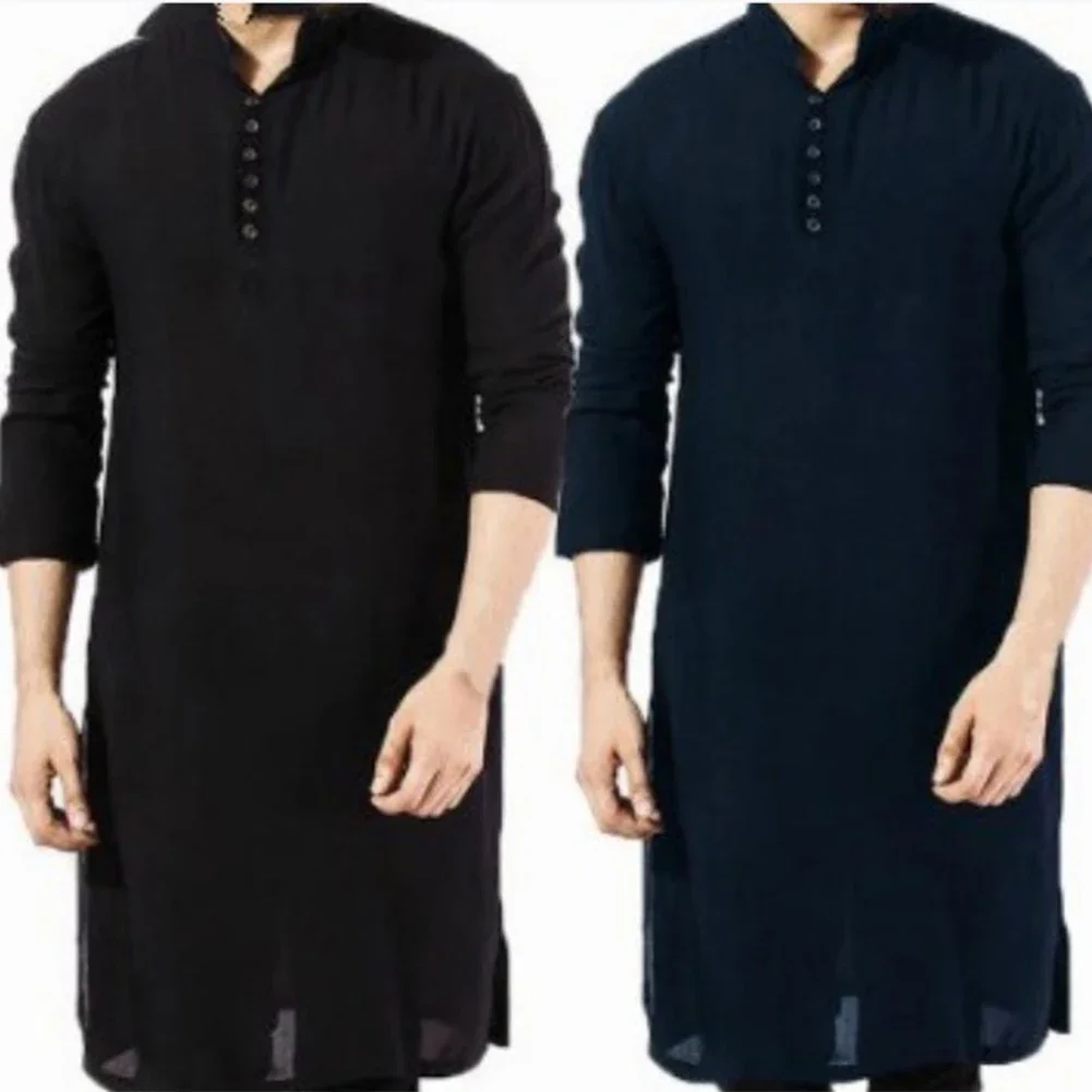 Mens Indian Traditional Kurta Shirt Long Sleeve Ethnic Kaftan Shirt Blouse Tunic Shirts