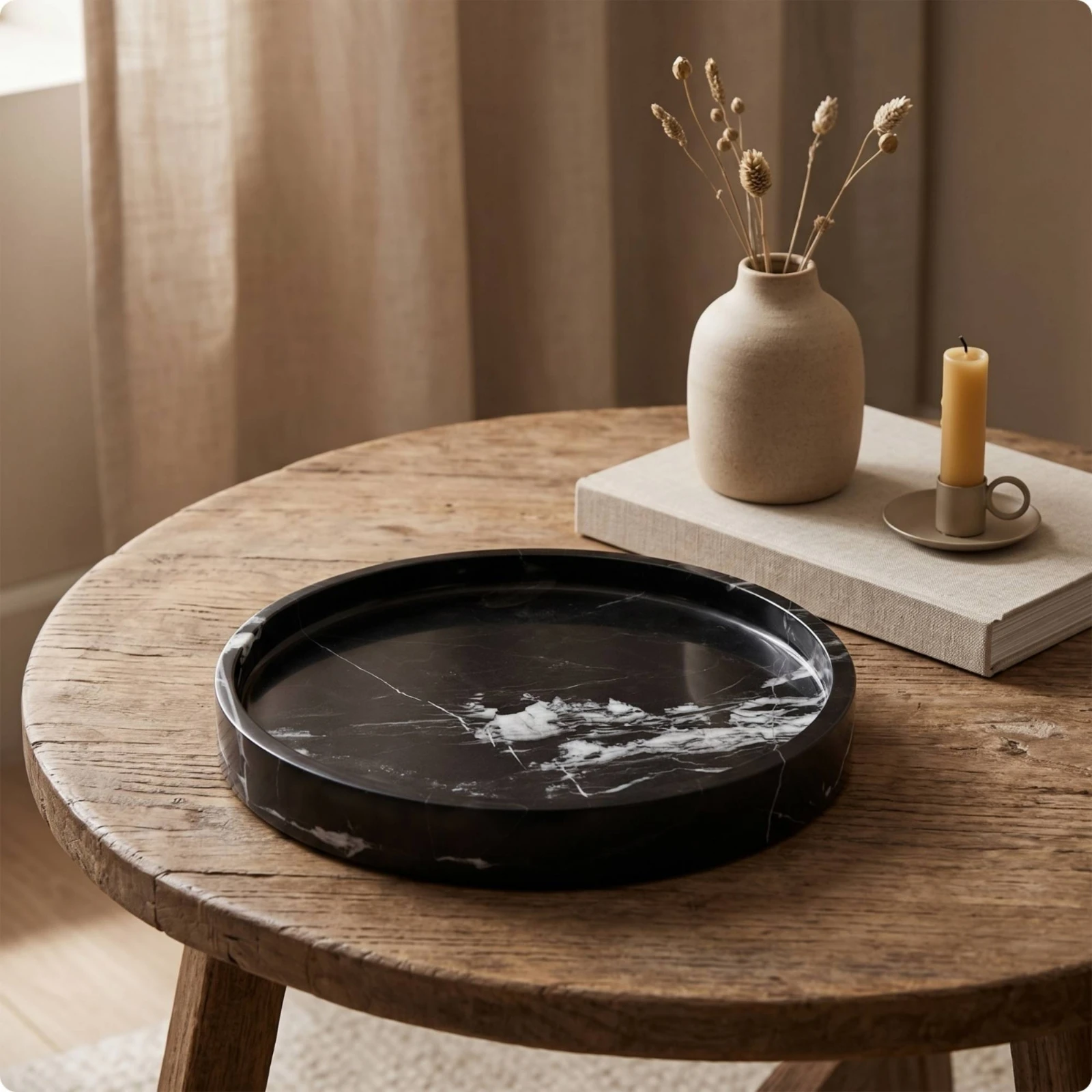 Marble Tray Smooth Marble Bowl Stone Bowl Versatile Decor Timeless for Coffee Table, Entryway