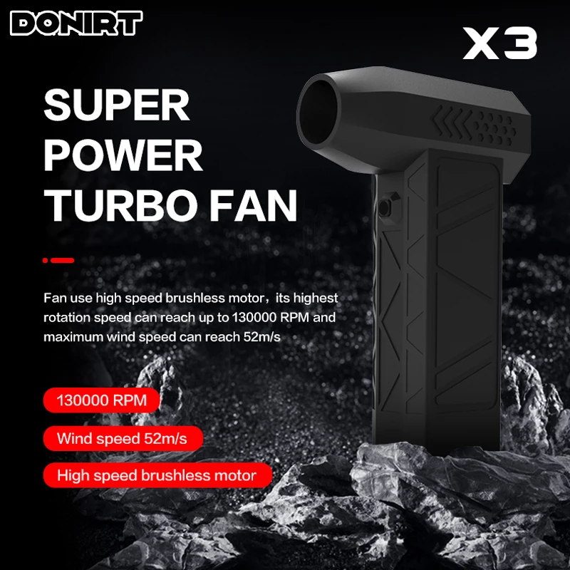 Mini Turbo Violent Fan X3 перезаряжаемый 130000   RPM 52 м/с Бесщеточный двигатель Воздуходувка Турбоструйный вентилятор Портативный ручной пылесборник