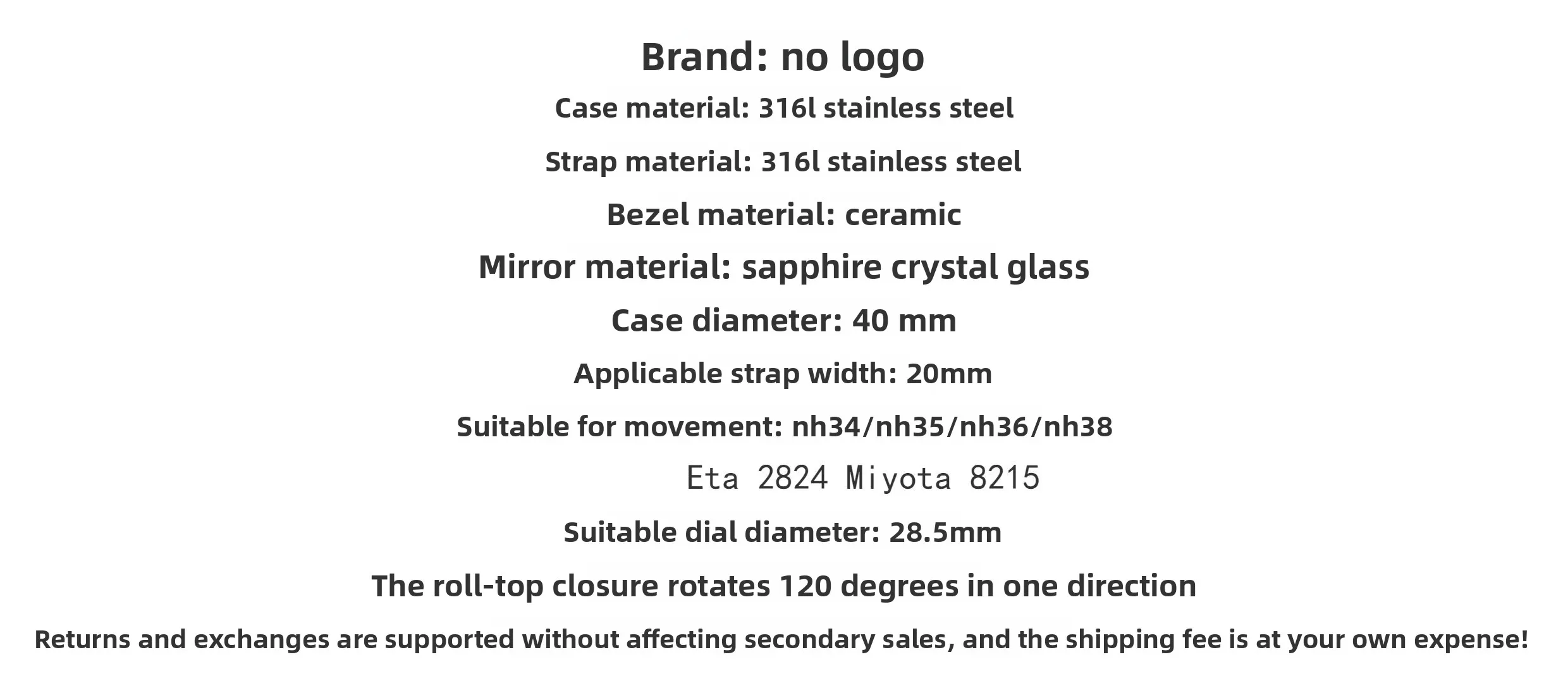 Accesorios de modificación de reloj NH35, caja de acero inoxidable de 40MM para yate, Compatible con movimiento NH35/NH36 de 28,50mm