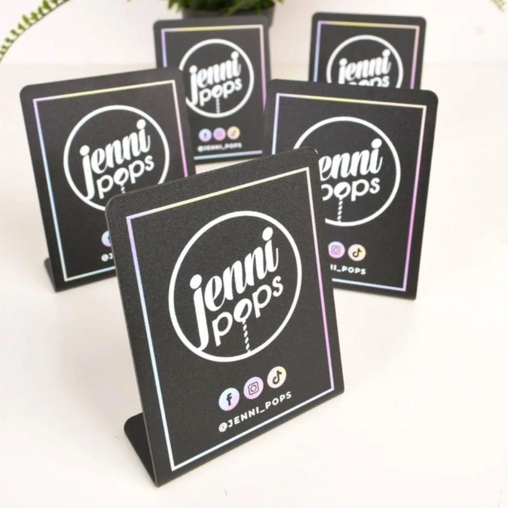 Custom Metal QR Code Table Stand: Business Logo Sign, Restaurant Menu Display