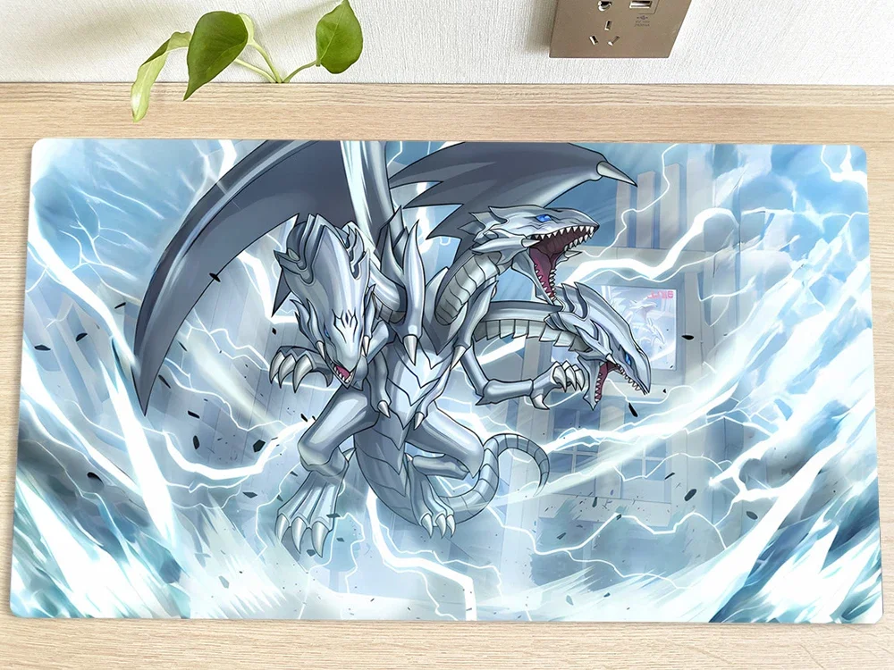 YuGiOh Table Playmat Blue-Eyes White Dragon TCG CCG Mat Trading Card Game Mat Mouse Pad Gaming Play Mat Free Bag