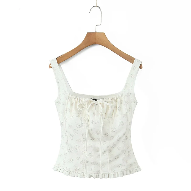 

Женская майка с французским милым цветочным принтом, новинка 2026 года, летняя праздничная короткая майка