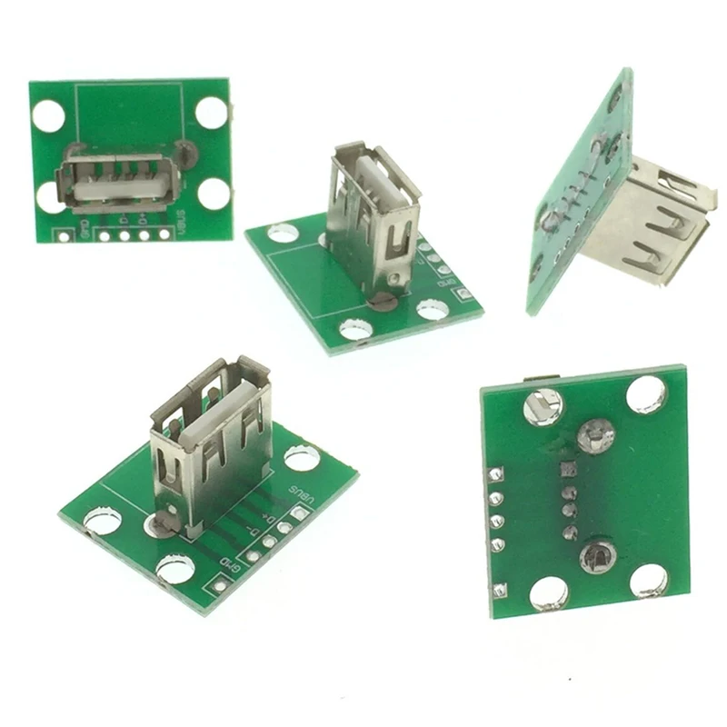 O assento fêmea vertical de 5 pces com pwb a-type usb2.0 transferência do cabo de dados foi soldada o espaçamento da placa 2.54mm do conversor