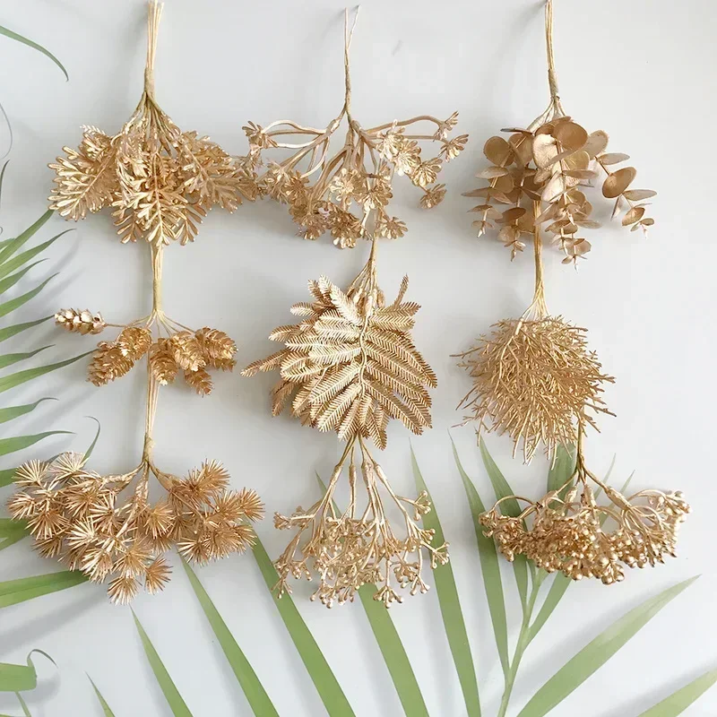 

3/6/pcs Mixed Green Plant Flower Cherry Stamen Berries Bundle DIY Christmas Wedding Cake Gift Box Wreaths Decor