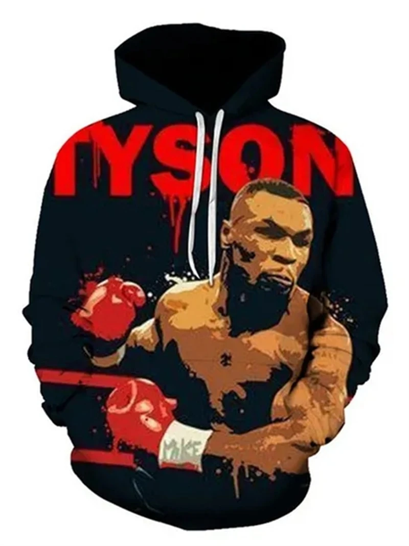 Boxing Champion Mike Tyson 3D Printed Men\'s Hoodie New Oversized Harajuku Street Fashion Pullover Casual Long Sleeved