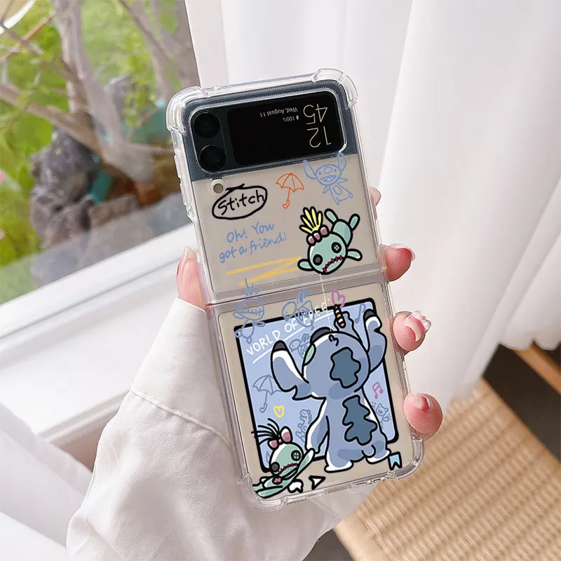 Przezroczysta obudowa Disney Lilo do Samsung Galaxy 5G Z klapką 3 Z klapki 5 ZFlip3 Flip4 zflip Flip3 poduszka ochronna