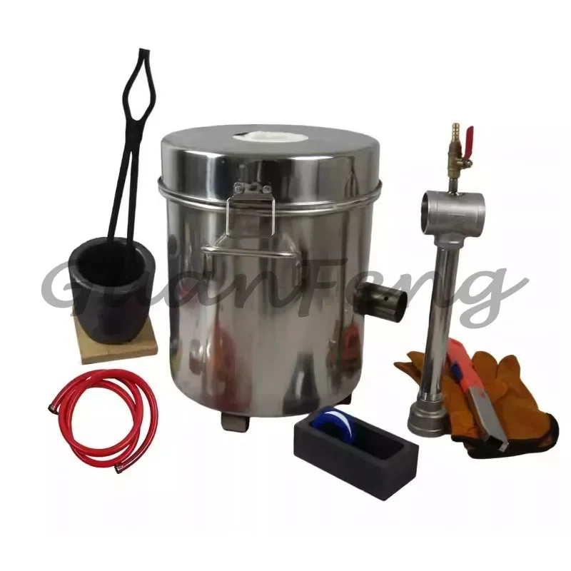 16 KG Large Gas Metal Melting Furnace Kit 2642°F / 1450°C Propane Forge Dual Burner 2 Crucibles Foundry Home Kiln Casting Tools