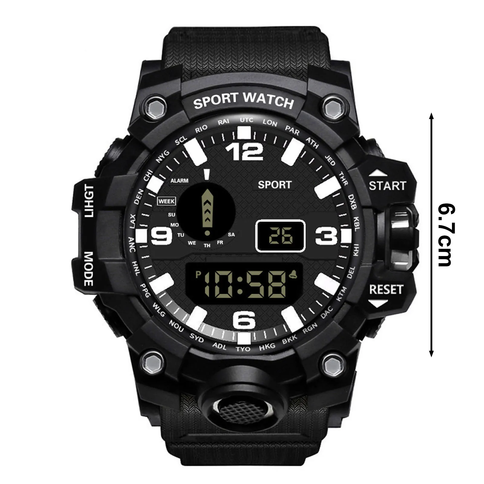 Cool Men\'s Oversized Design Light Digital Sports Plan Shaped Dial Electronics Wrist Watch