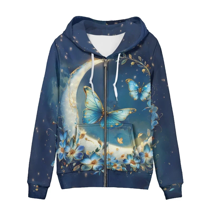 ثلاثية الأبعاد مطبوعة فراشة الجرافيك سستة هوديس النساء الرجال موضة Harajuku المتضخم كم طويل هوديي الاطفال زمم بلوزات معطف #2