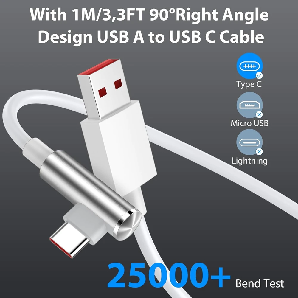 90 Degree 6A 67W 90W 120W Fast Charging Type C Cable for Xiaomi 12 13 14 15 Redmi Note 12T 13 14 Pro POCO X5 X6 Pro Elbow Cables