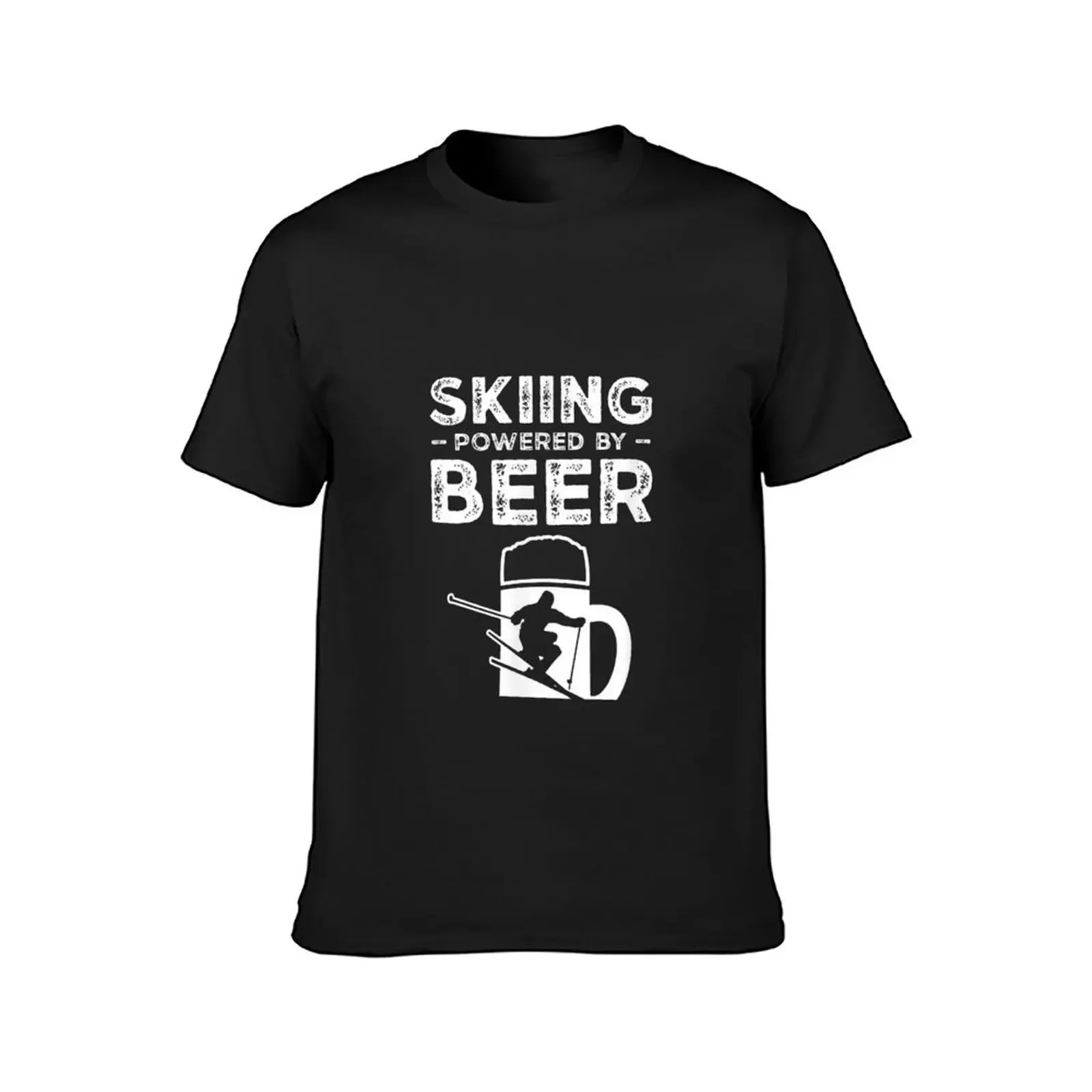 Skiing powered by beer Funny Drink Skier Apres Ski T-Shirt anime stuff sublime mens t shirts