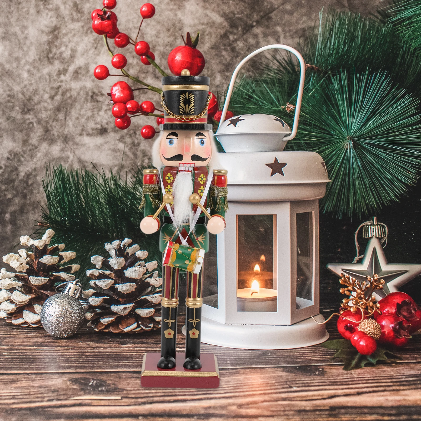 

Wooden Nutcracker 30cm Christmas nament Decor for Table Fireplace Shelf Holiday Gifts Unique Nutcrackers Home Decor Miniature
