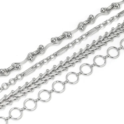 Cadenas combinadas pesadas Punk de acero inoxidable de 1 metro, joyería DIY, fabricación de pendientes, collares de Hip Hop para hombres, suministros, pulseras, hallazgos