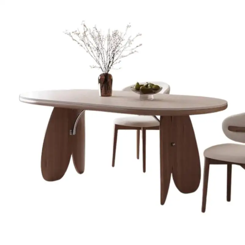 زخرفة البيضاوي مجموعة طاولة طعام قاعدة بيضاء حديقة الخشب وحدة التحكم طاولة طعام غرفة المعيشة الحديثة ميسا دي جانتار الأثاث المنزل