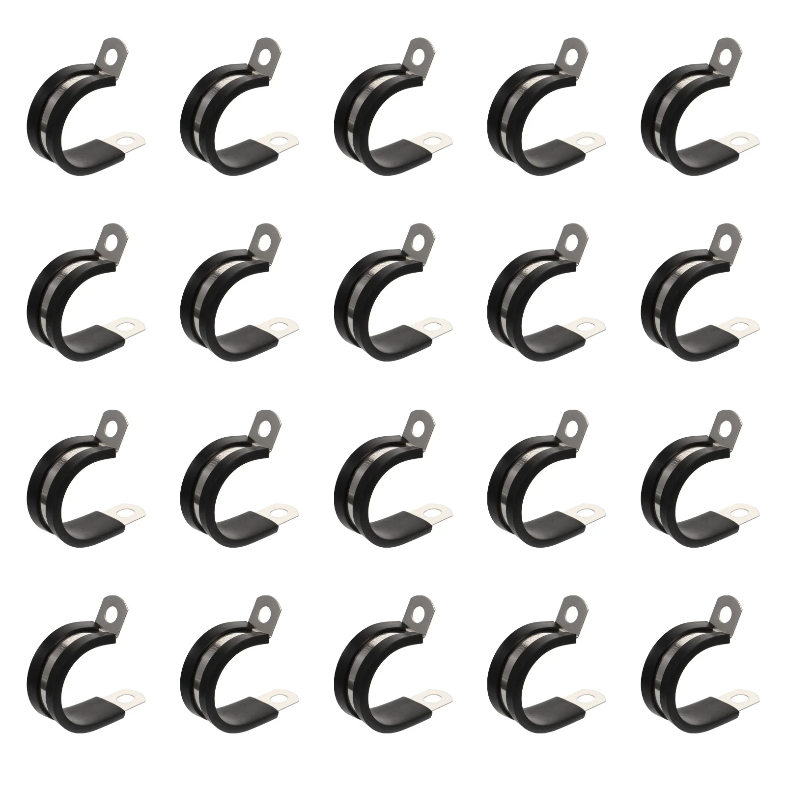 

20 Pcs Stainless Steel Hose Clamps R Shaped Tube Pipe Cable Clip Rubber Lined Durable Automotive Fuel Line Small Engines Air