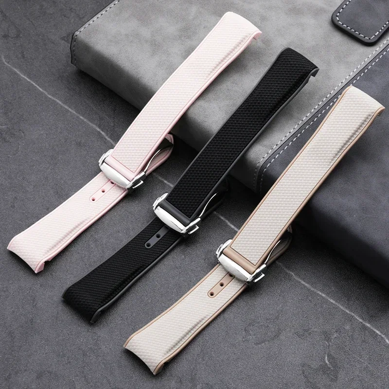 

NEW 20mm Soft Dual Rubber Watchband For Omega Strap X S-watch Joint MoonSwatch Celestial Curved End Wristband