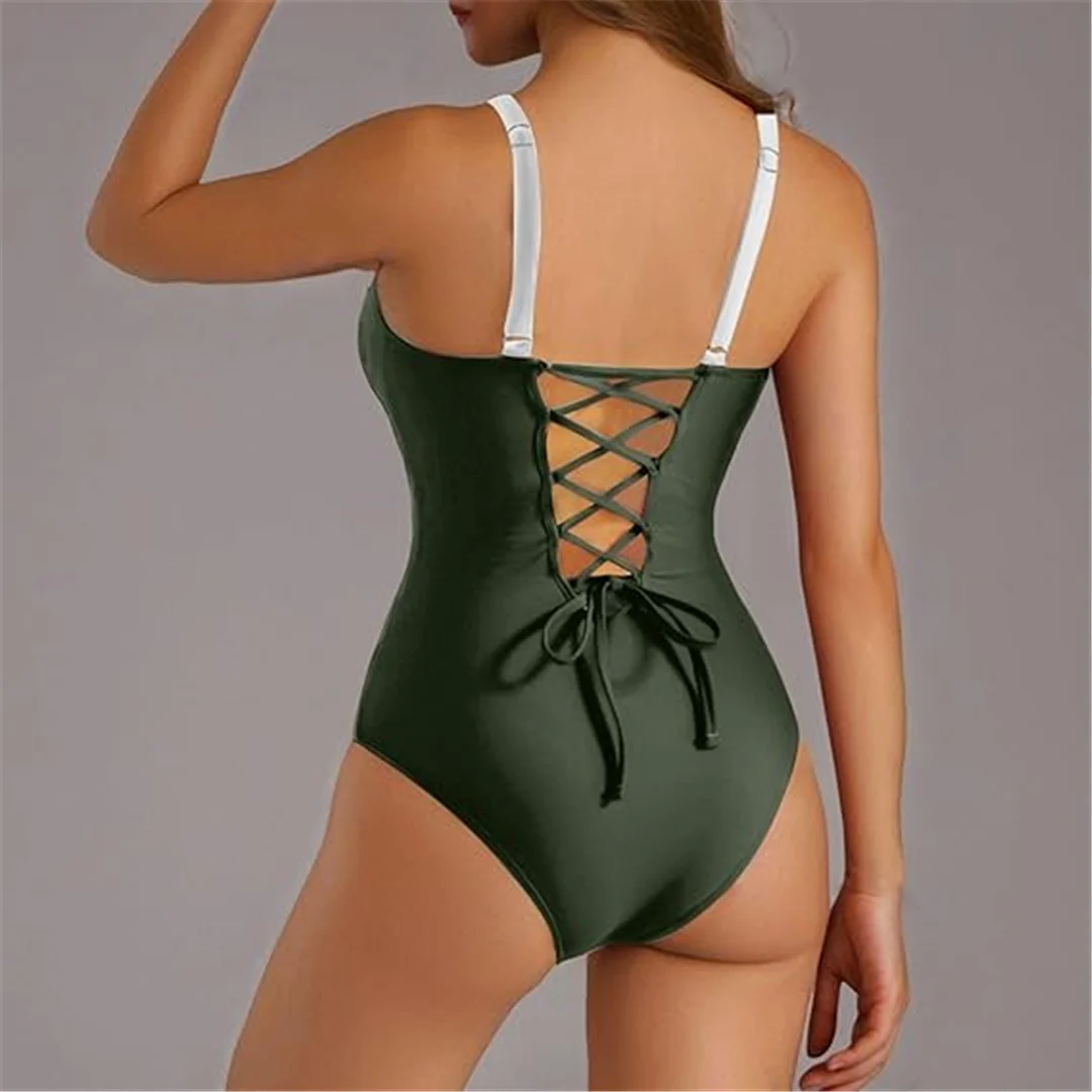 S - XL, 7 Farben, einteiliger Badeanzug mit Schnürung und Spitze, Damen-Badebekleidung, hoch geschnittene Beine, rückenfreier Badeanzug, Badeanzug, Modell V6952. – Detail 18