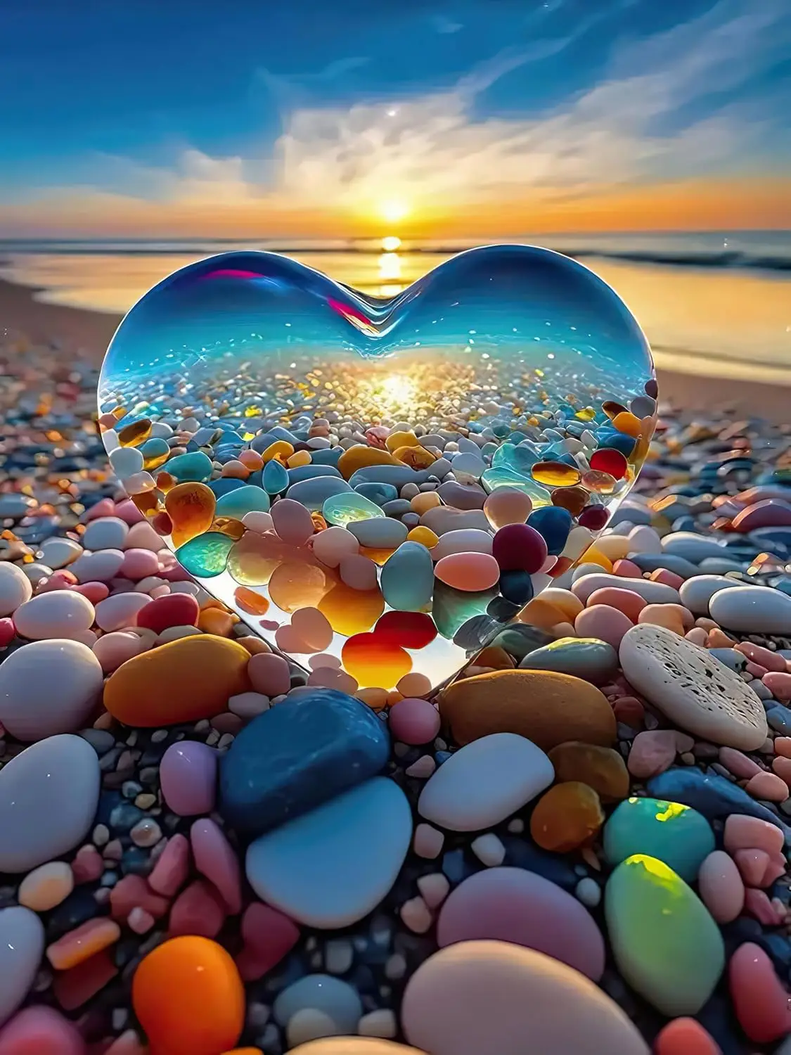 

1000 Piece Jigsaw Puzzle for Adults, Beach Love Pebbles, Challenging Fun