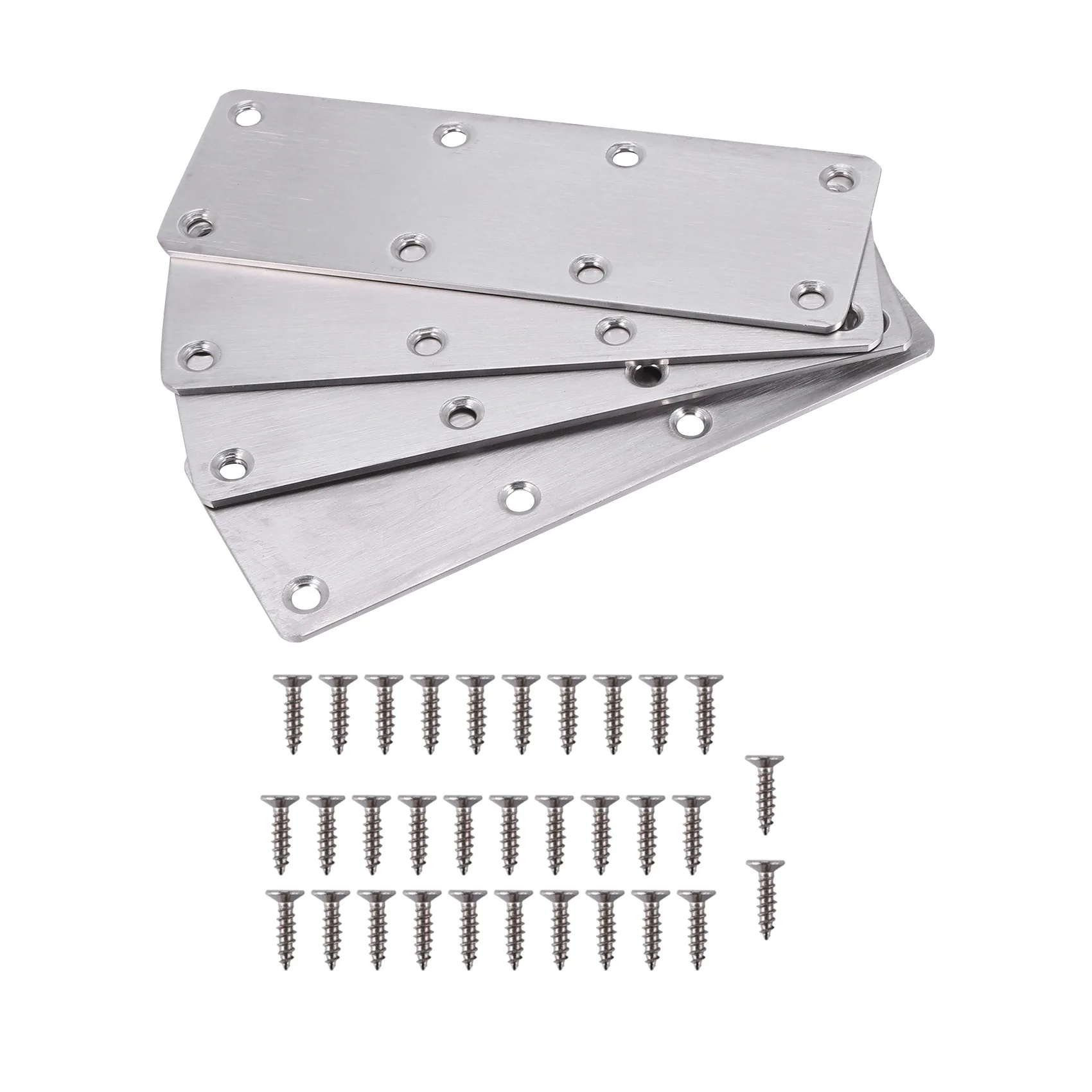 

4 PCS Straight Bracket Flat Mending Plate Stainless Steel Brace with Screws for Furniture Wooden Door Wood