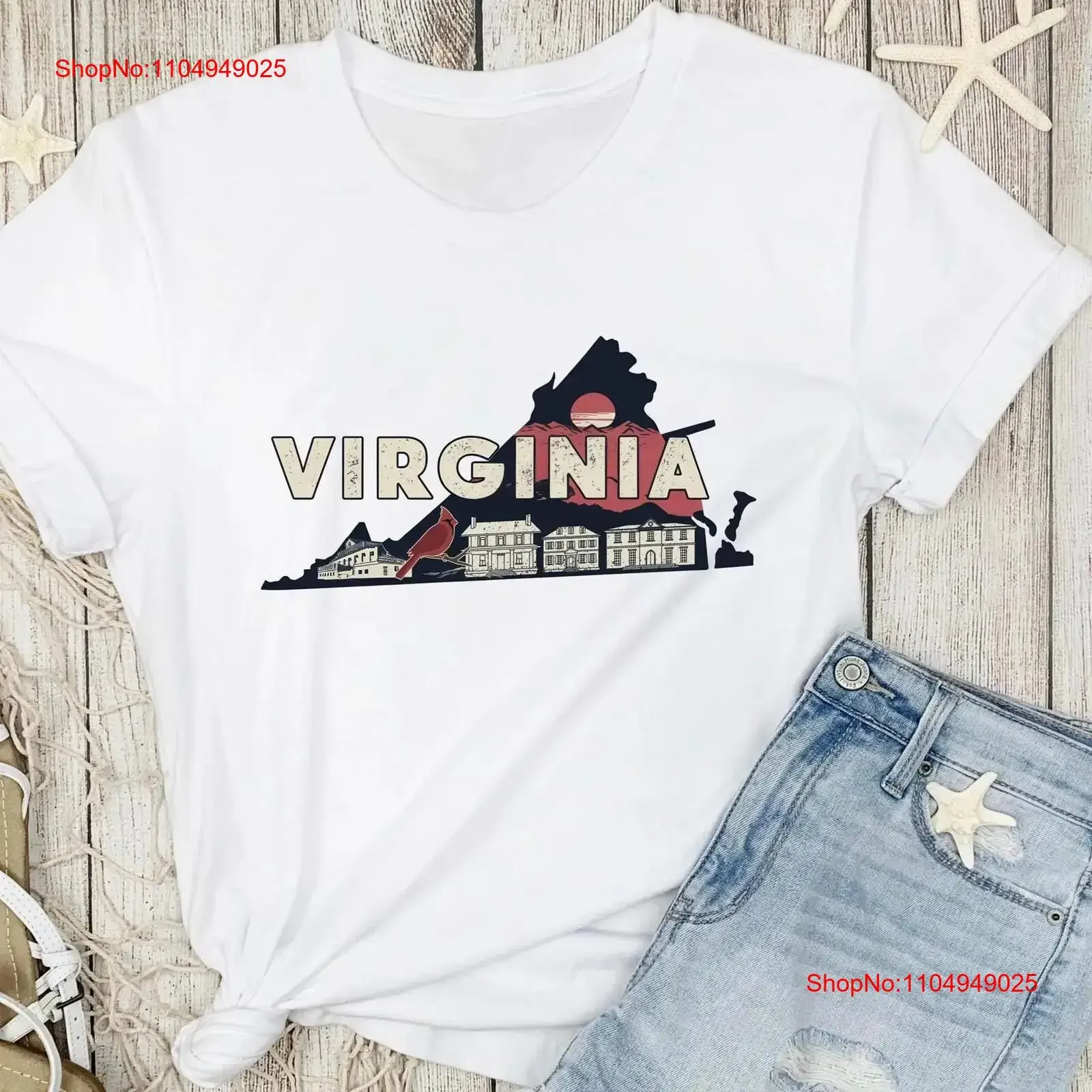 

Virginia Retro T shirt Traveler Jersey Basic tee gift unisex vintage Washed Versatile Stylish Casual Soft Comfortable
