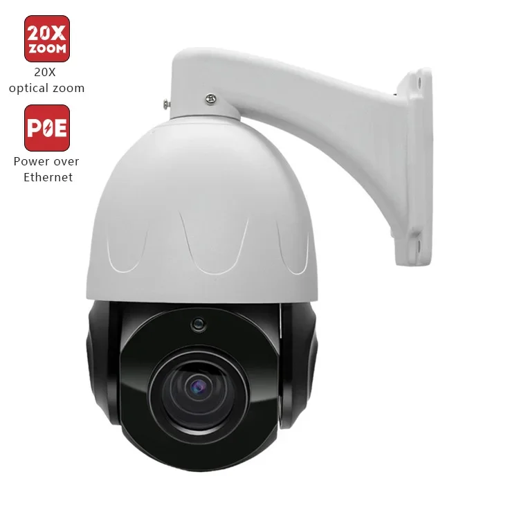 Fabryka CCTV 4K 20X PoE PTZ 100m 8MP@15fps Wbudowany mikrofon IR Audio Zewnętrzne automatyczne śledzenie Szybka kamera sieciowa IP