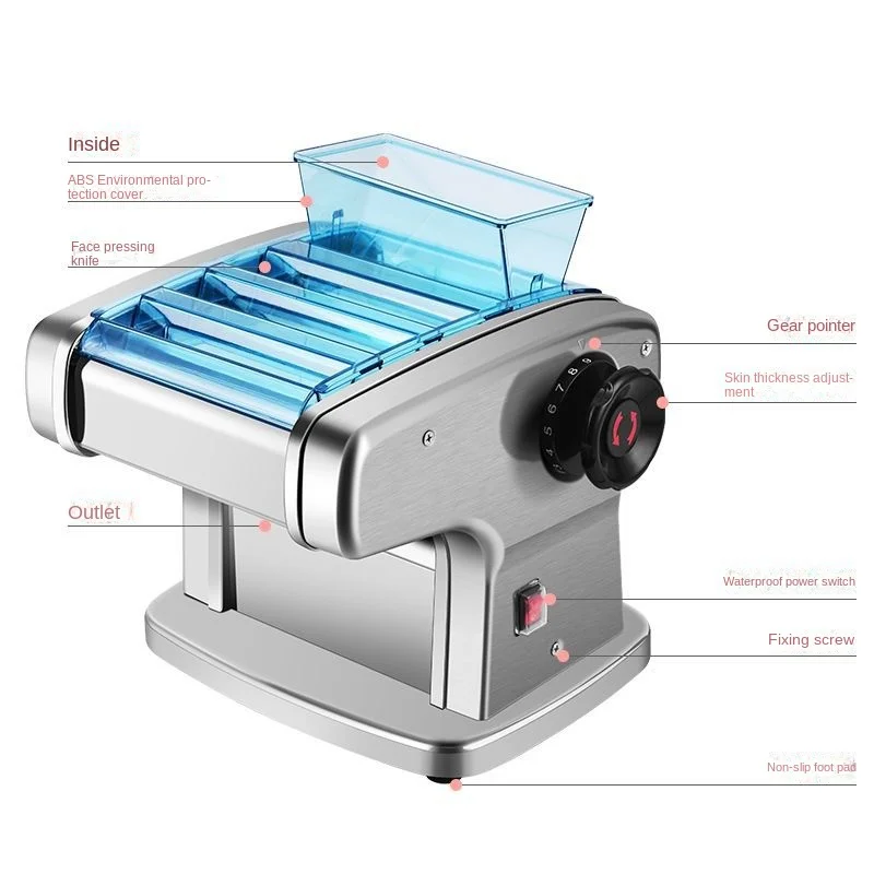 Electric Noodle Making Machine Stainless Steel Pasta Maker Cutting Slicer Noodle Pressing Machine Dough Cutter