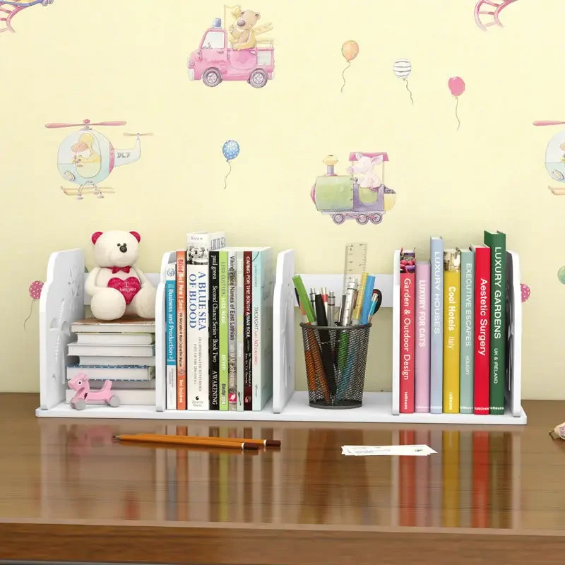 Cute Hollow Book Storage Rack, Prateleira de arquivos do Office Desktop de madeira, Informação Magazine Holder, Table Book Stand, Sala de estar