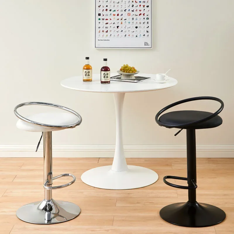 Modern Simple Trendy Swivel Adjustable Height Bar Chair Iron Frame High Stool for Home Front Desk