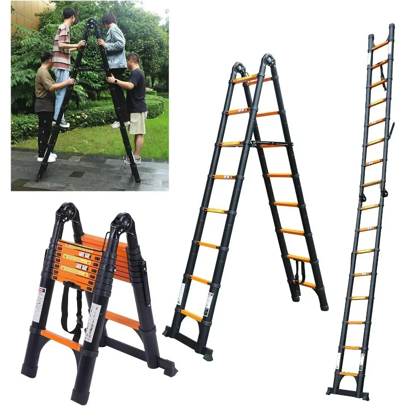 Compact Folding Telescopic Ladder Telescopic Ladder Double Sided Lightweight Folding Step Ladder for Household or Outdoor Work