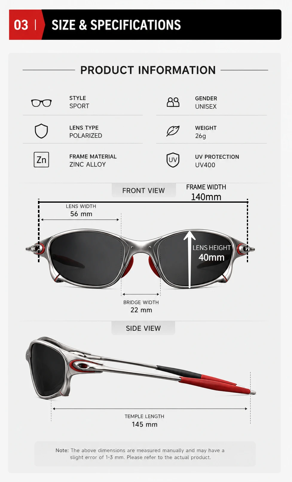 Polarisierte Sonnenbrille für Herren, geeignet zum Radfahren, Angeln und Autofahren, Outdoor-Sportbrille, UV400-Schutz, mattes Gestell, Herren- und Damenmodell, Schutzbrille. – Detail 4
