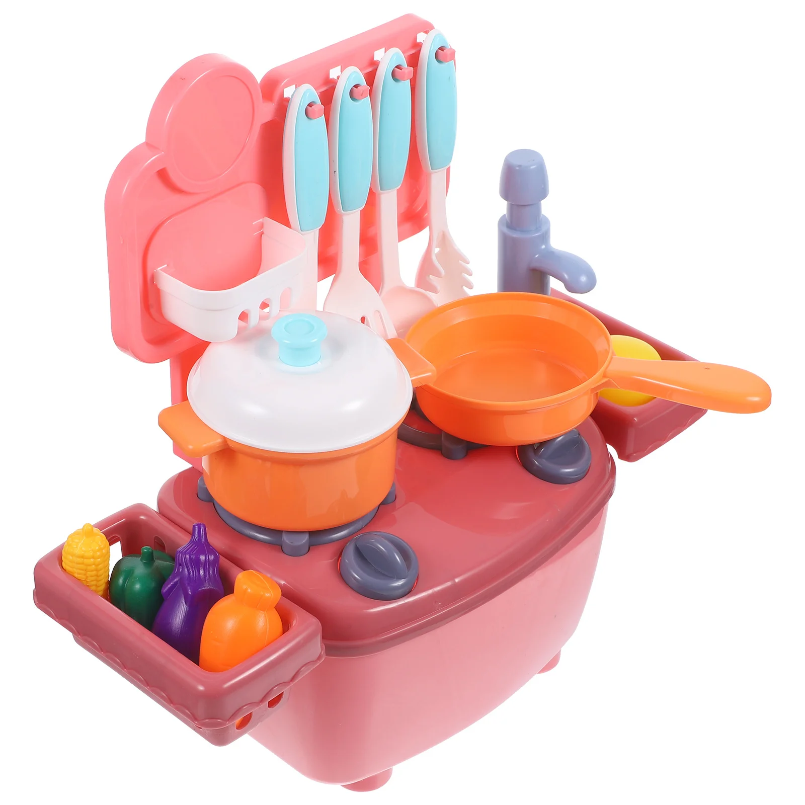 1 Set Stuks Simulatie Keukengerei Voor Kinderen Pretend Koken Speeltoestel Roze Servies Groente Kraan Watering Kraan Duurzaam