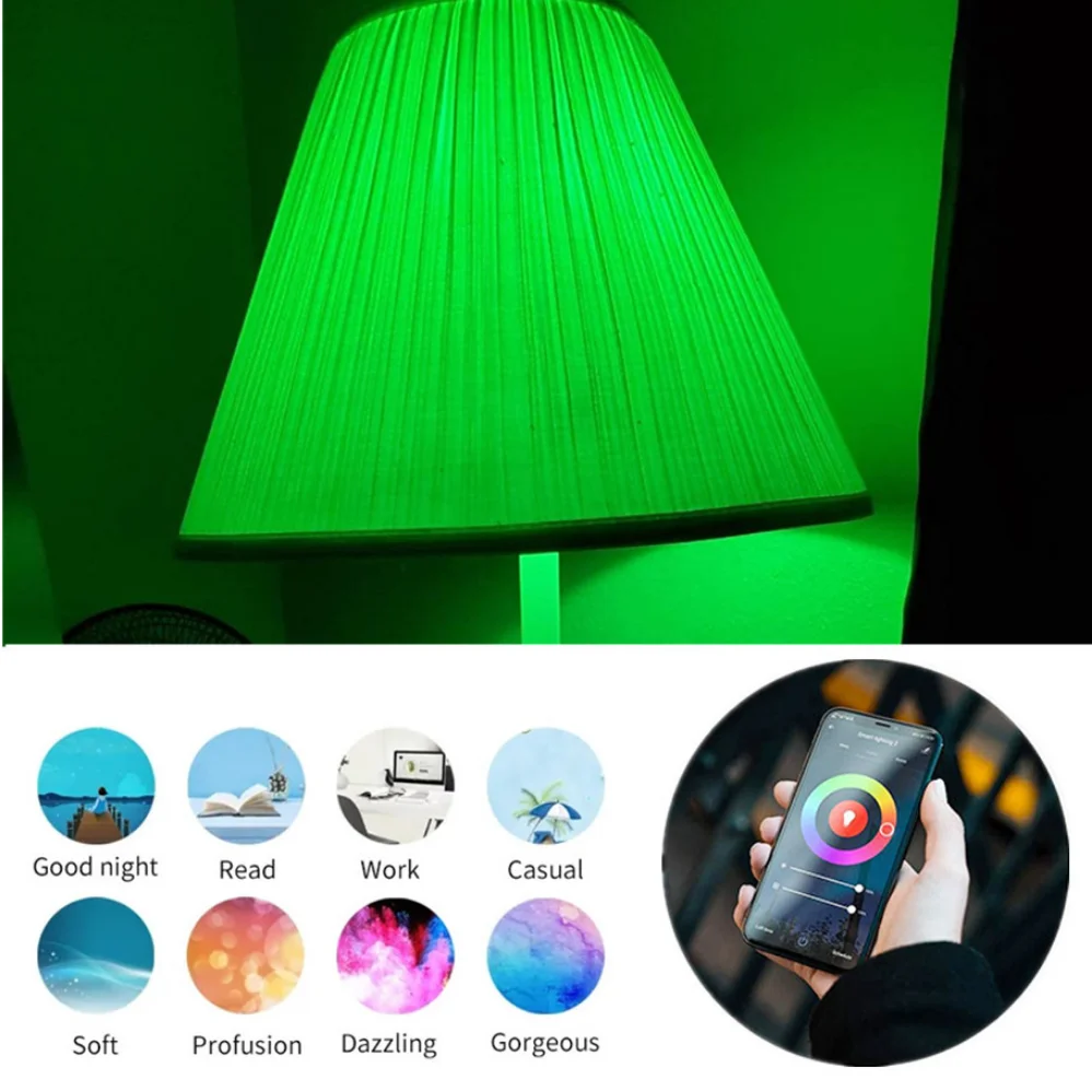 8 pces 15w wifi lâmpada inteligente e27 lâmpada led rgb trabalho com alexa/google casa 85-265v rgb + branco função temporizador regulável cor lâmpada